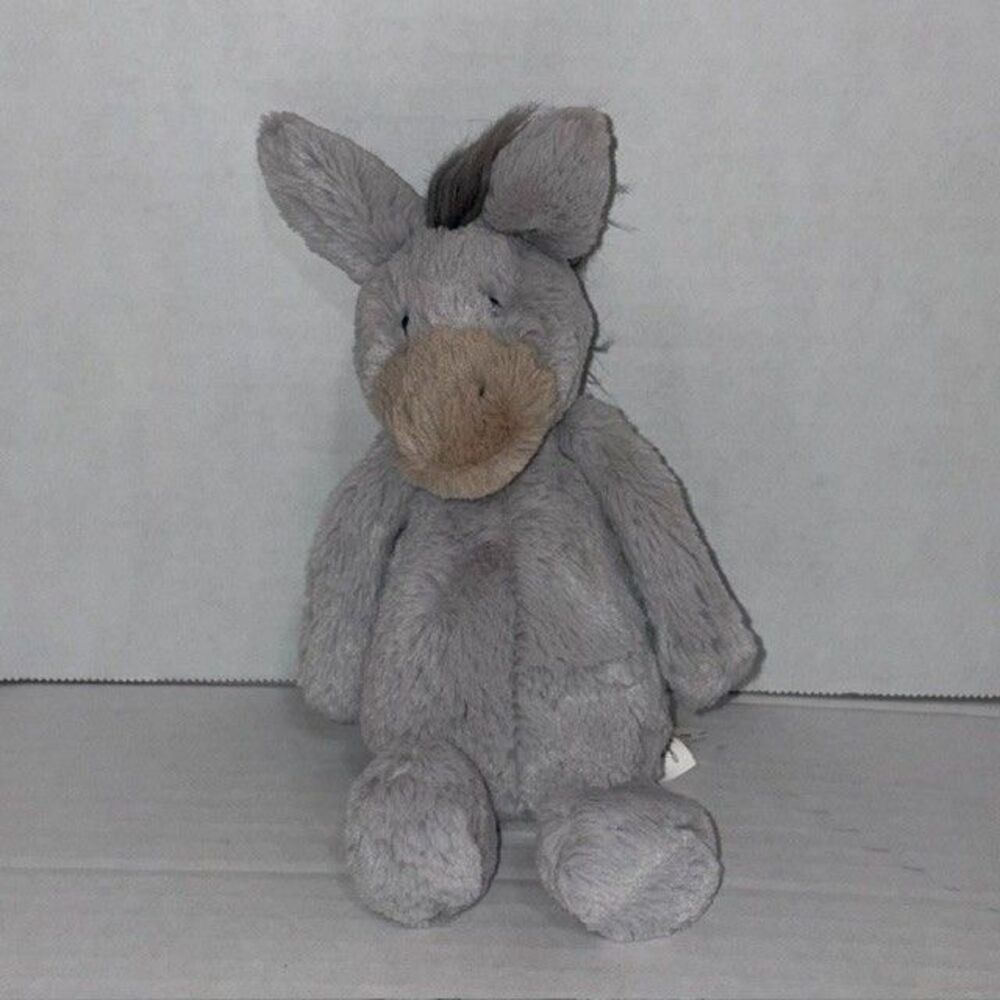Jellycat Small Bashful Light Grey Donkey Plush Stuffed Animal 8"